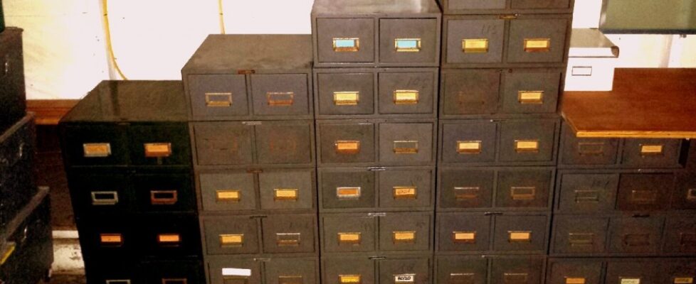 vintage metal file cabinet